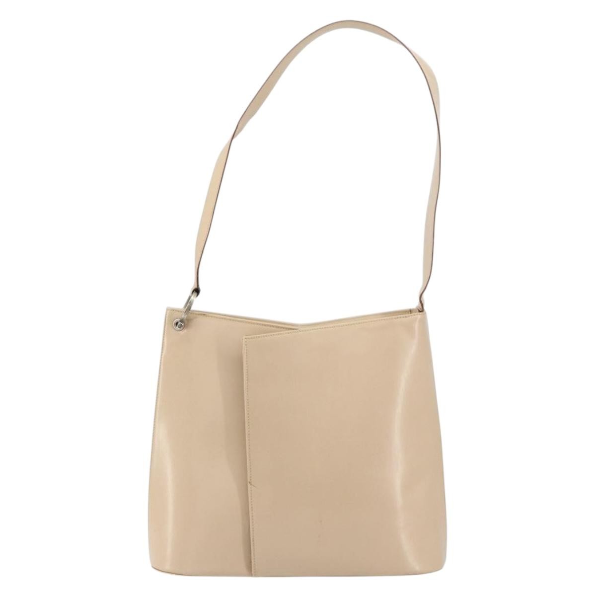 Salvatore Ferragamo Gancini Shoulder Bag Leather, BEIGE, LEATHER, Shoulder bag
