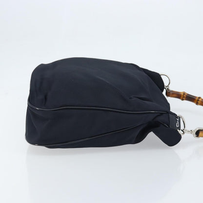 Gucci Vintage Bamboo Shoulder Bag Nylon, BLACK, NYLON, Shoulder bag