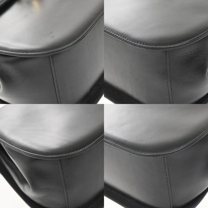 Salvatore Ferragamo Gancini Shoulder Bag Leather, BLACK, LEATHER, Shoulder bag