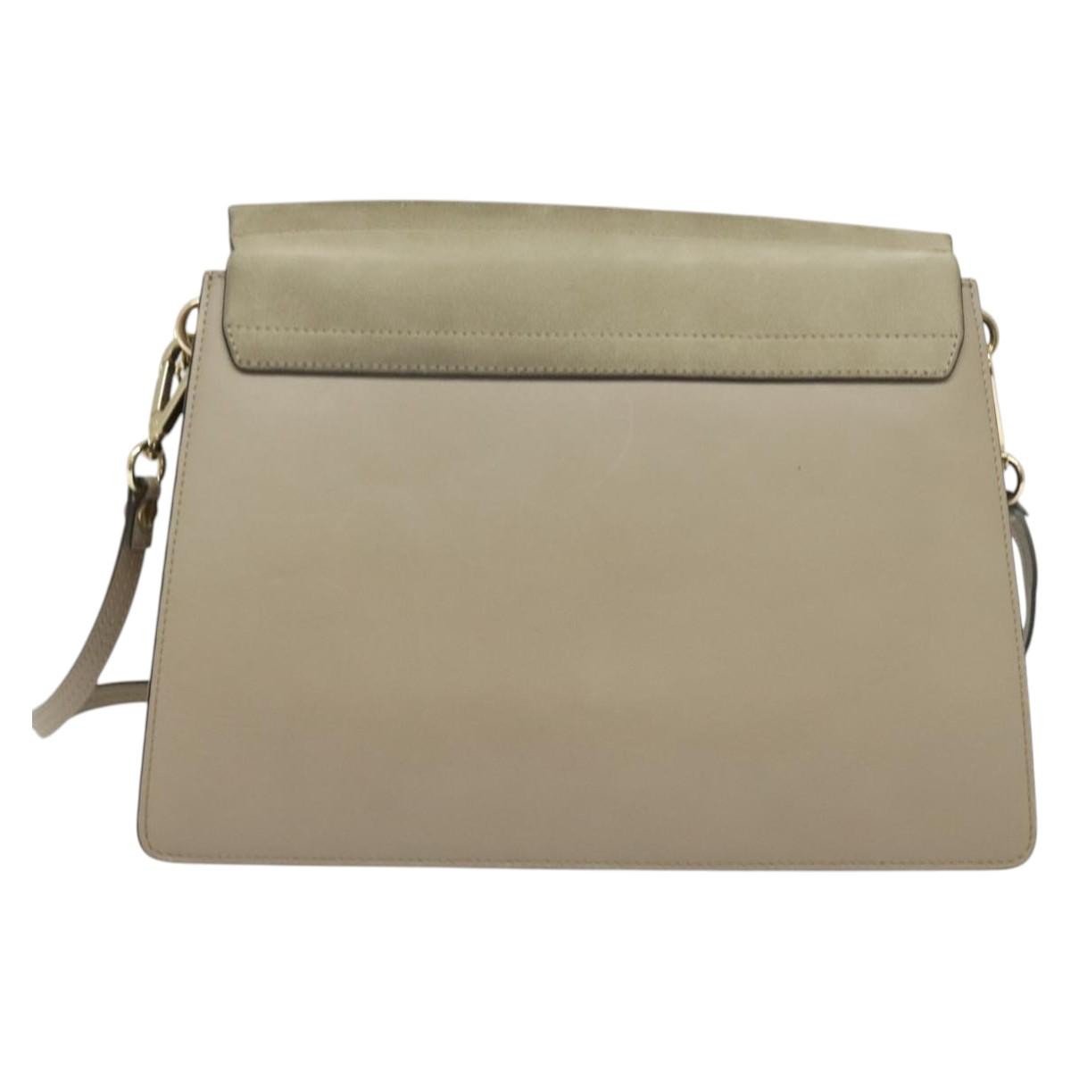 Chloe Faye Shoulder Bag Leather and Suede, BEIGE, SUEDE, Shoulder bag