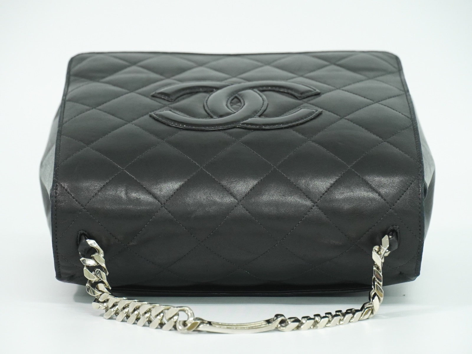 Chanel Vintage ID Bracelet Flap Bag Quilted Lambskin, BLACK, LEATHER, Handbag