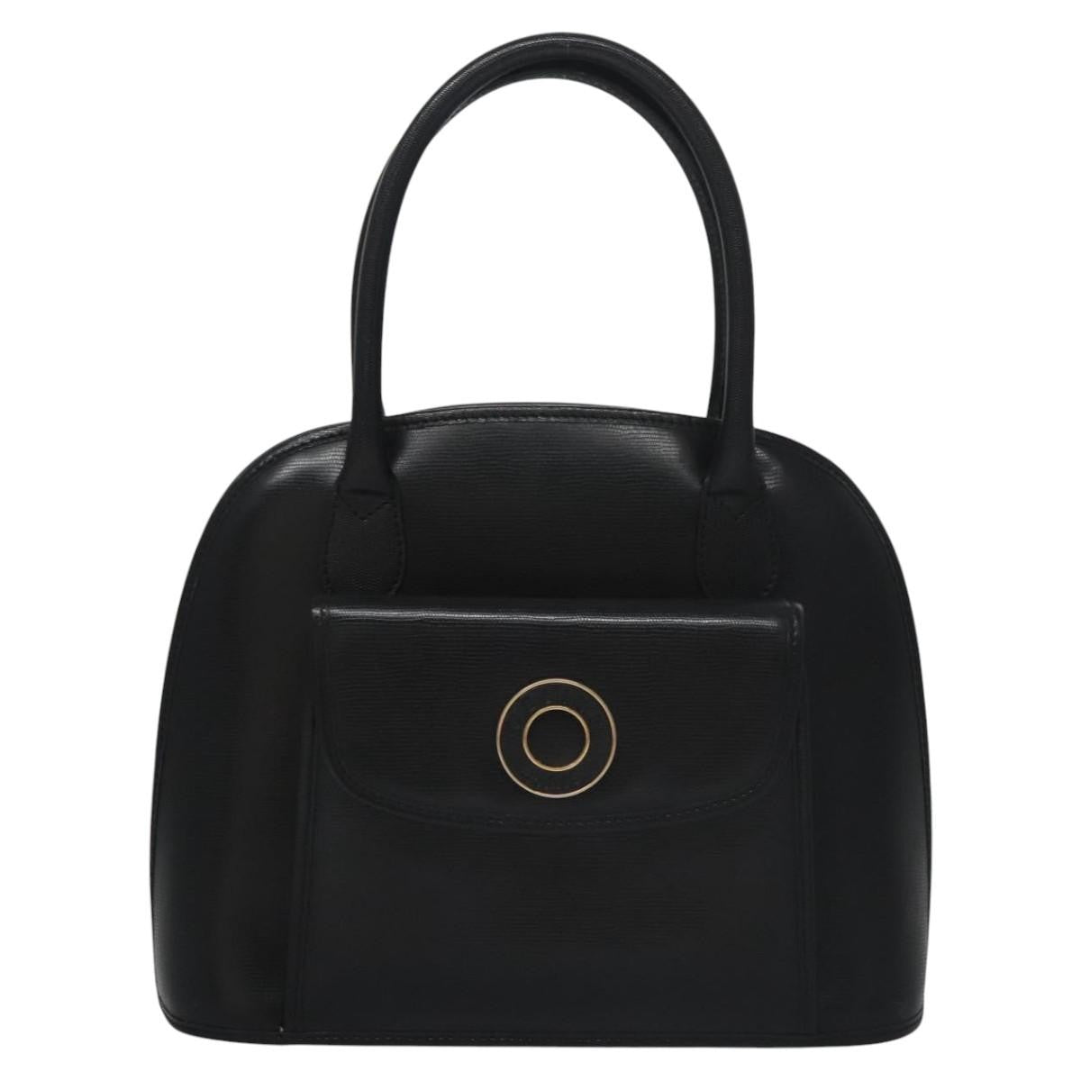 Celine Circle Logo Handbag Leather, BLACK, LEATHER, Handbag