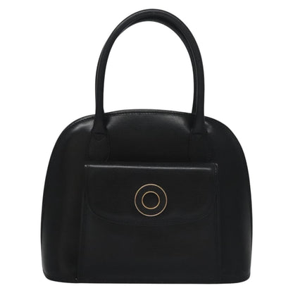 Celine Circle Logo Handbag Leather, BLACK, LEATHER, Handbag