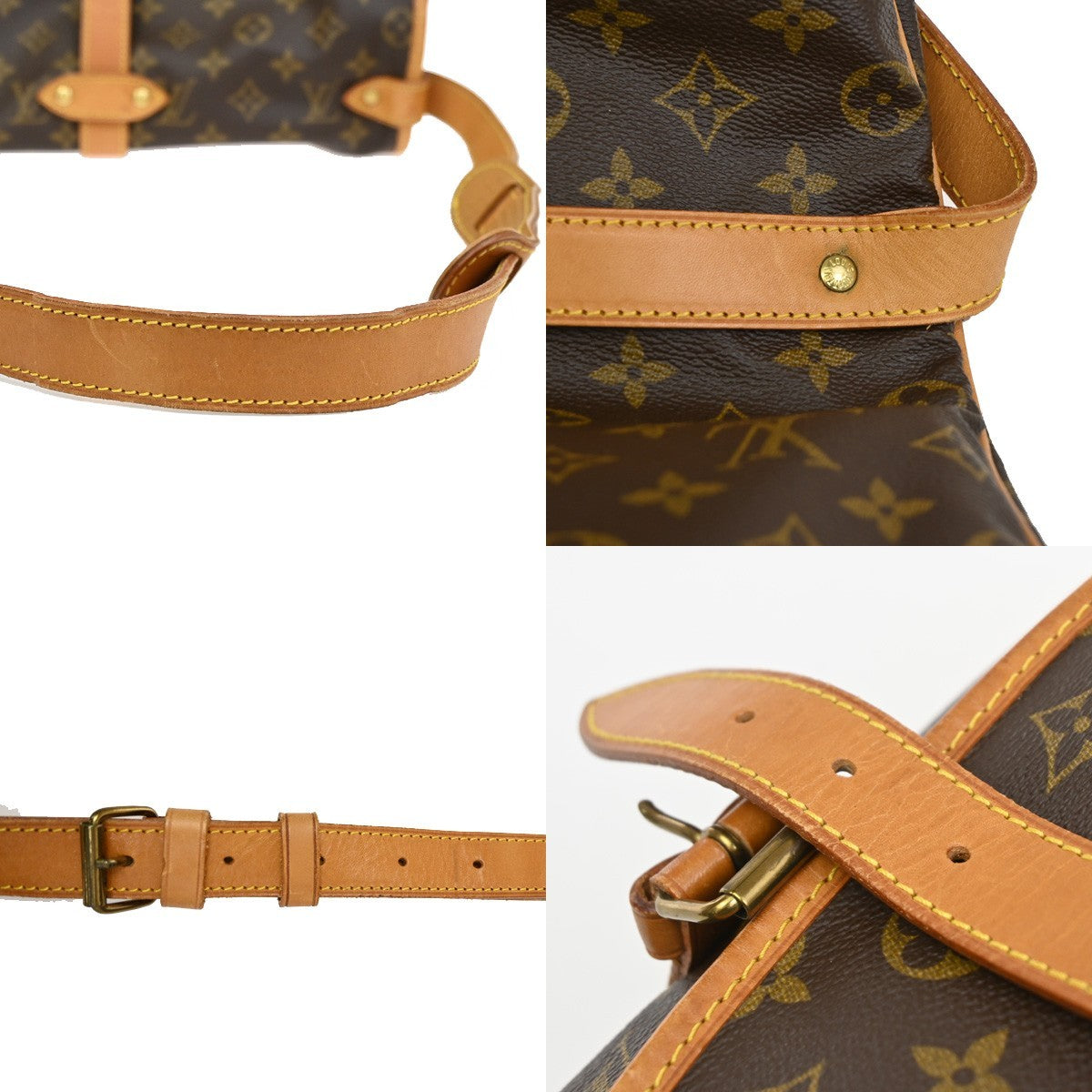 Louis Vuitton Saumur Handbag Monogram Canvas, BROWN, CANVAS, Shoulder bag