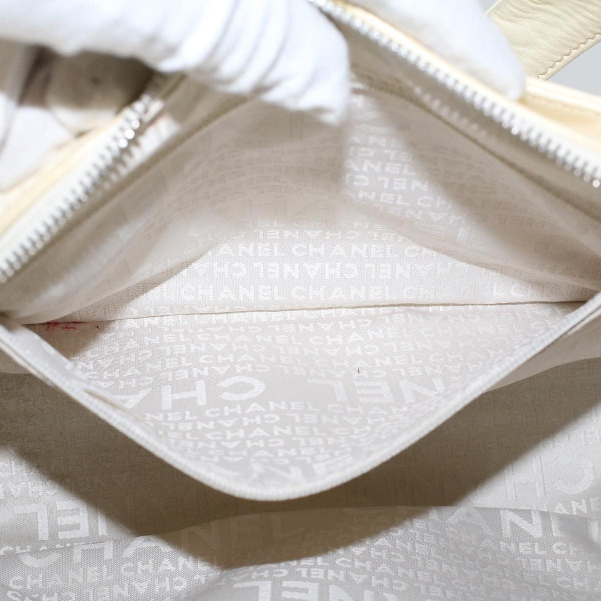 Chanel Vintage Shoulder Bag Canvas, WHITE, CANVAS, Shoulder bag