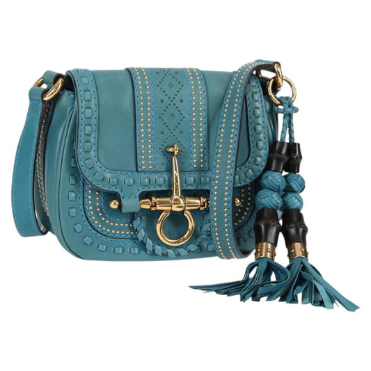 Gucci Snaffle Bit Crossbody Bag Leather, BLUE, LEATHER, Crossbody bag