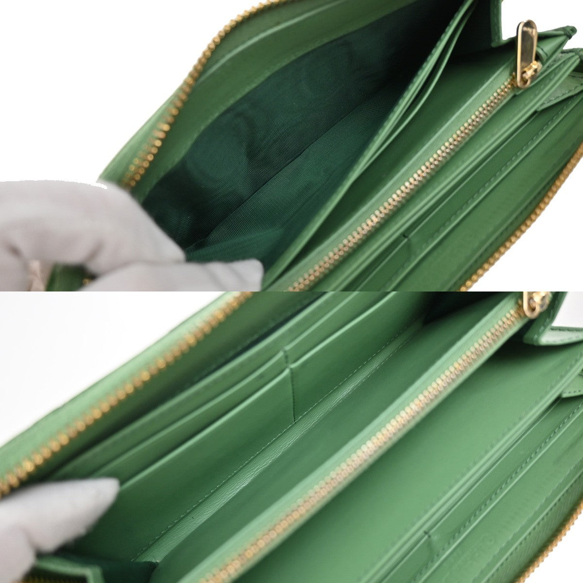 Christian Dior Lady Dior Zip Around Wallet Cannage Quilt Patent, GREEN, PATENT_LEATHER, Clutche & pouche