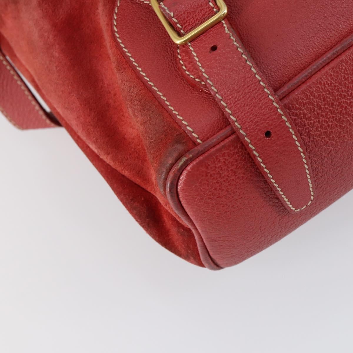 Gucci Vintage Bamboo Backpack Suede, RED, SUEDE, Backpack