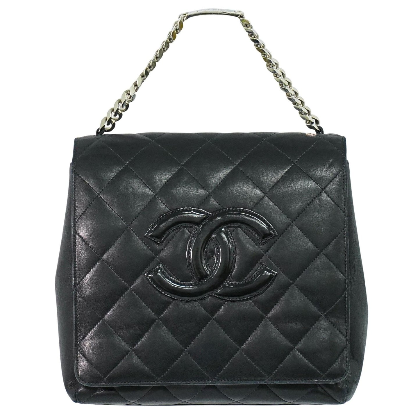 Chanel Vintage ID Bracelet Flap Bag Quilted Lambskin, BLACK, LEATHER, Handbag
