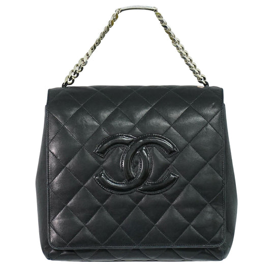 Chanel Vintage ID Bracelet Flap Bag Quilted Lambskin, BLACK, LEATHER, Handbag