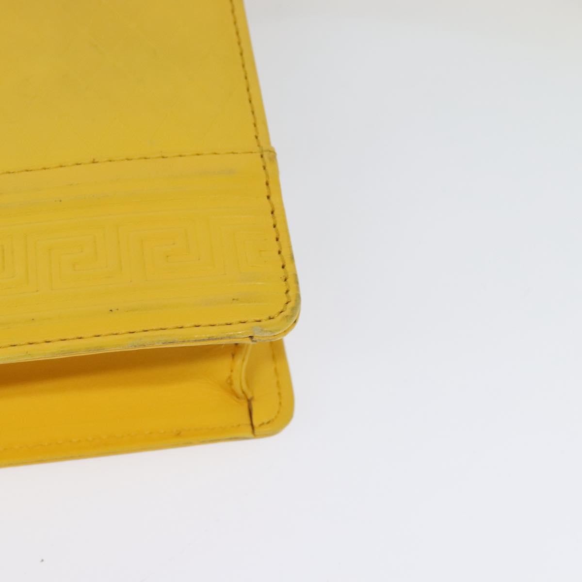 Versace Wristlet Pouch Leather, YELLOW, LEATHER, Clutche & pouche