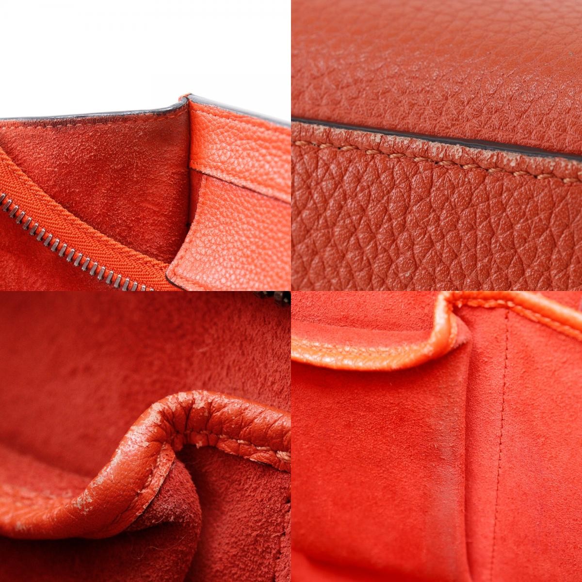 Celine Luggage Bag Embossed Leather, RED, LEATHER, Handbag