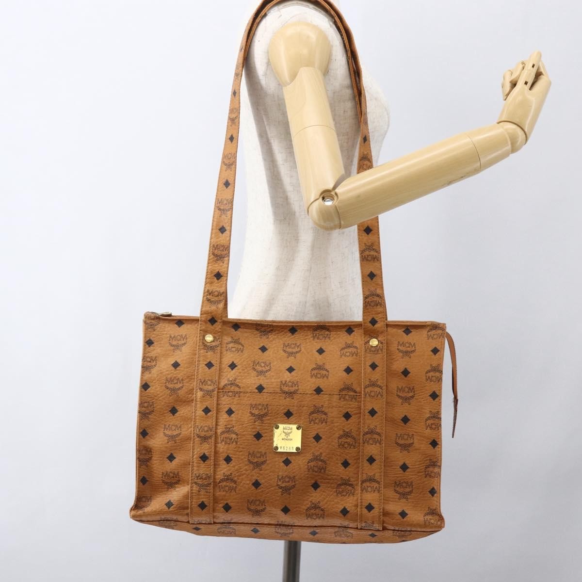 MCM Vintage Visetos Tote bag Canvas, BROWN, PVC, Tote bag