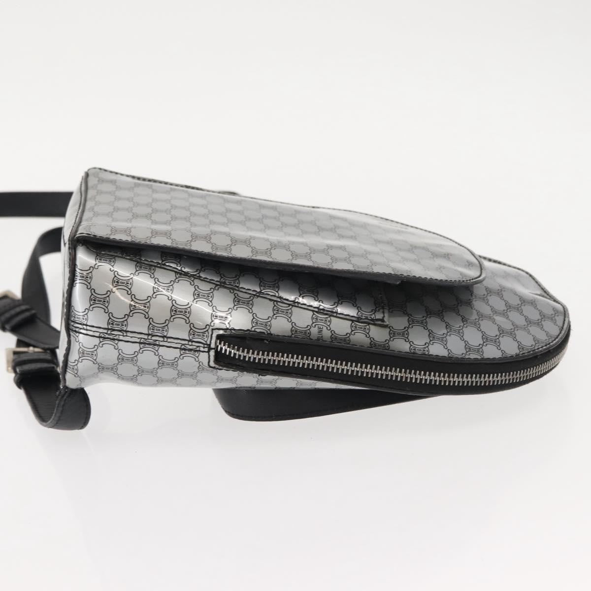 Celine Vintage Macadam Backpack Canvas and Leather, SILVER, PVC, Backpack