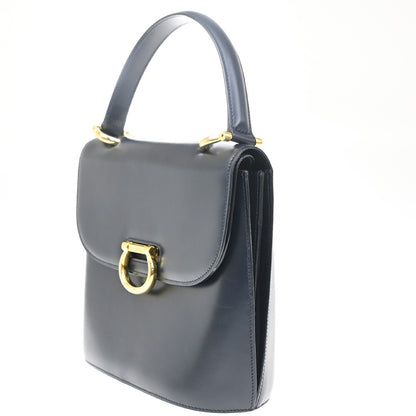 Celine Gancini Handbag Leather, NAVY, LEATHER, Handbag