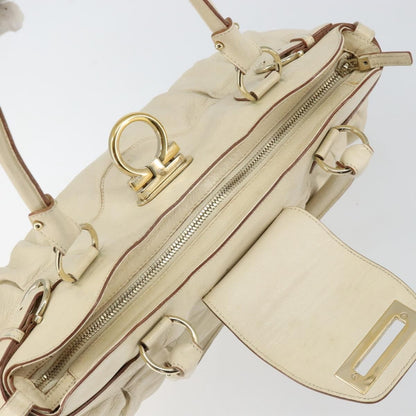 Salvatore Ferragamo Gancini handbag Leather, WHITE, LEATHER, Handbag