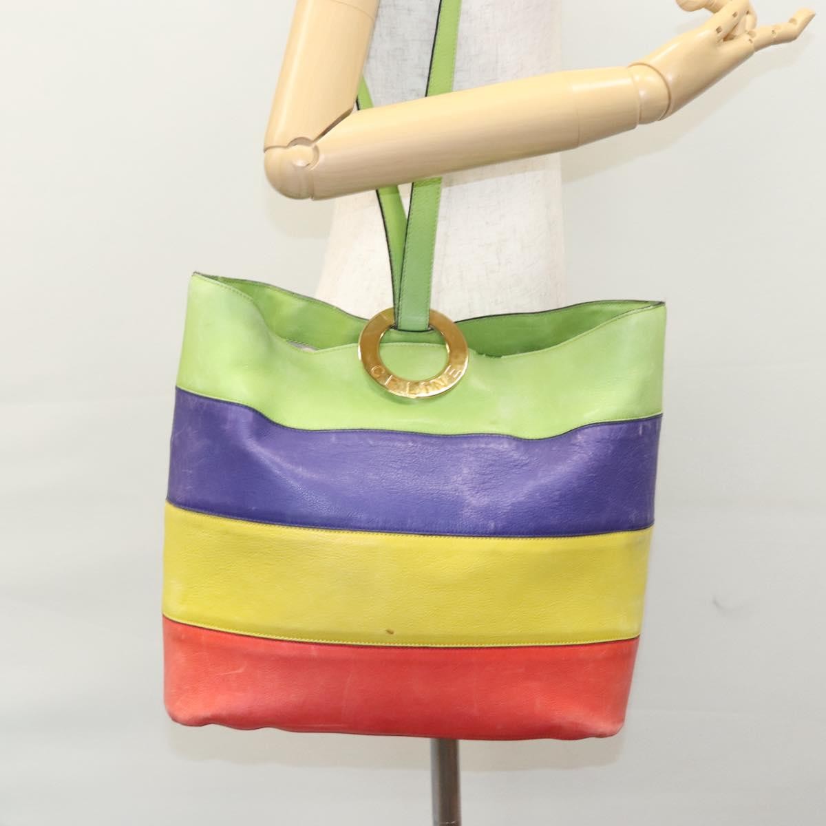 Celine Circle logo Leather, MULTICOLOUR, LEATHER, Shoulder bag