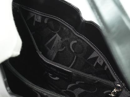 Salvatore Ferragamo Gancini Shoulder Bag Leather, BLACK, PATENT_LEATHER, Shoulder bag