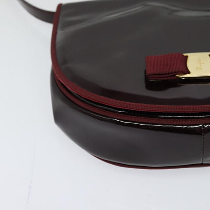 Salvatore Ferragamo Vala Shoulder Bag Patent Leather, BURGUNDY, PATENT_LEATHER, Shoulder bag
