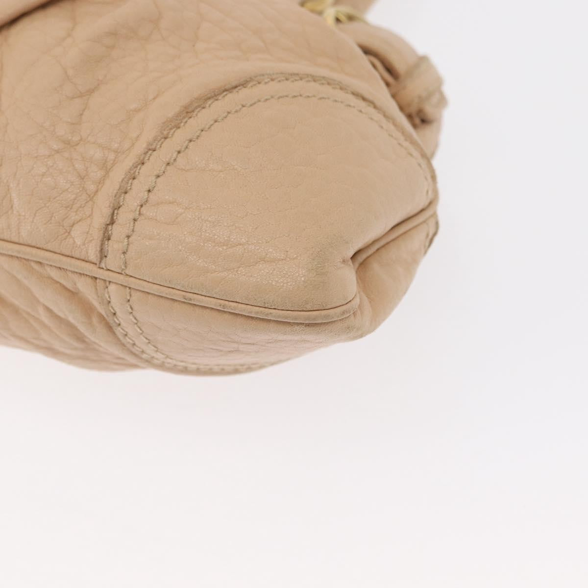 Salvatore Ferragamo Gancini handbag Leather, BEIGE, LEATHER, Handbag