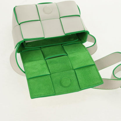 Bottega Veneta Cassette Crossbody Bag Maxi Intrecciato Leather, WHITE, LEATHER, Shoulder bag