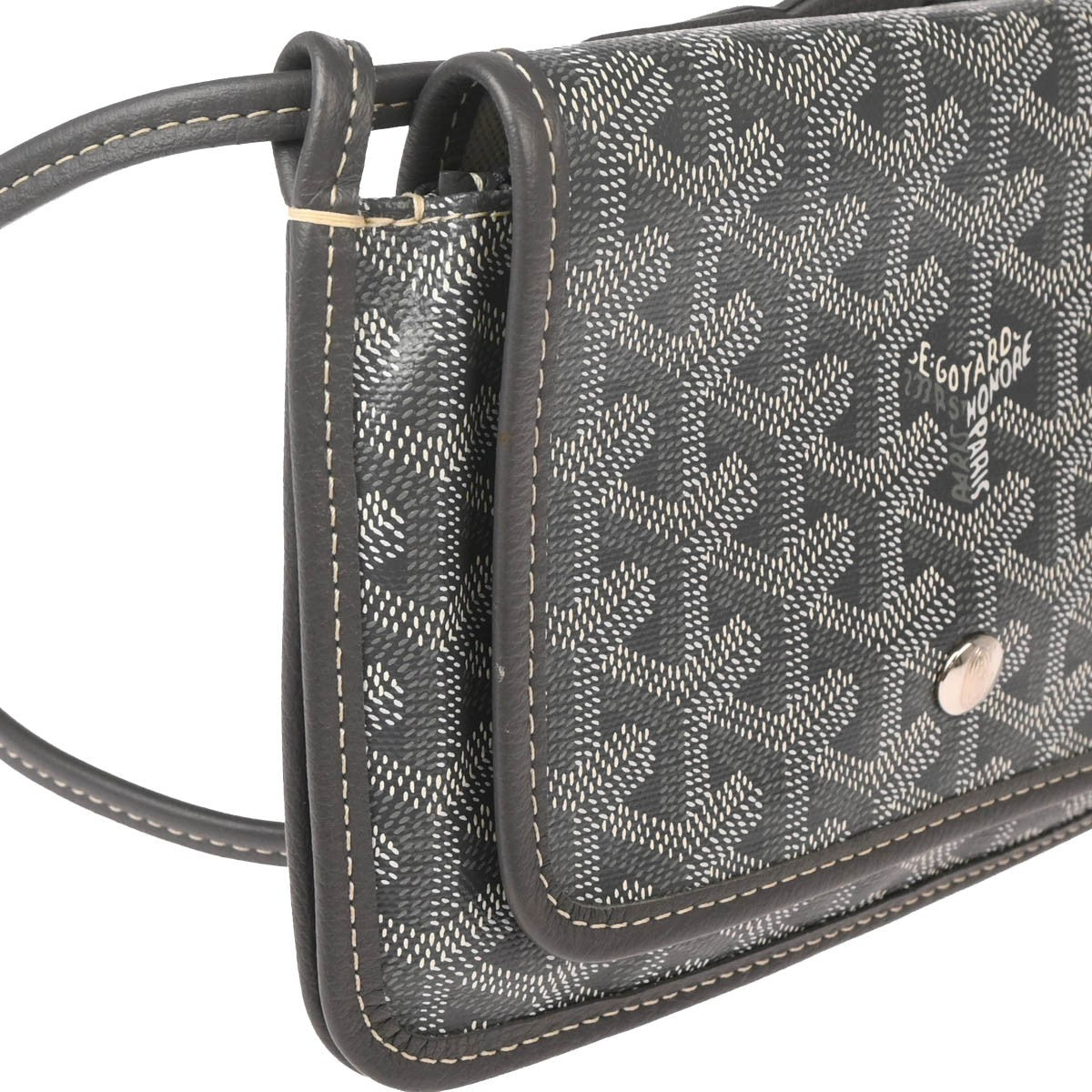 Goyard Plumet Clutch Wallet Coated Canvas, GRAY, CANVAS, Shoulder bag