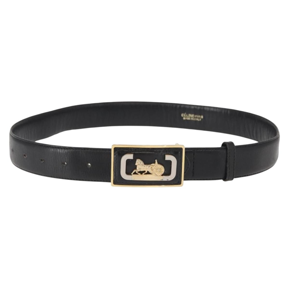 Celine Belt Leather with Metal, BLACK, LEATHER, Belts