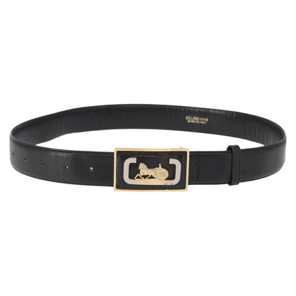 Celine Belt Leather with Metal, BLACK, LEATHER, Belts