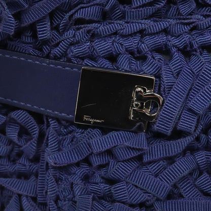 Salvatore Ferragamo Gancini Shoulder Bag Canvas, BLUE, CANVAS, Shoulder bag