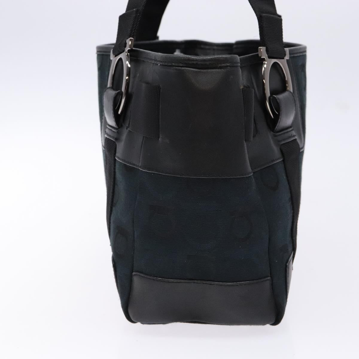 Salvatore Ferragamo Gancini Tote Canvas, BLACK, CANVAS, Tote bag