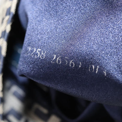 Fendi Belted Flap Shoulder Bag Zucchino Coated Canvas, NAVY, CANVAS, Shoulder bag