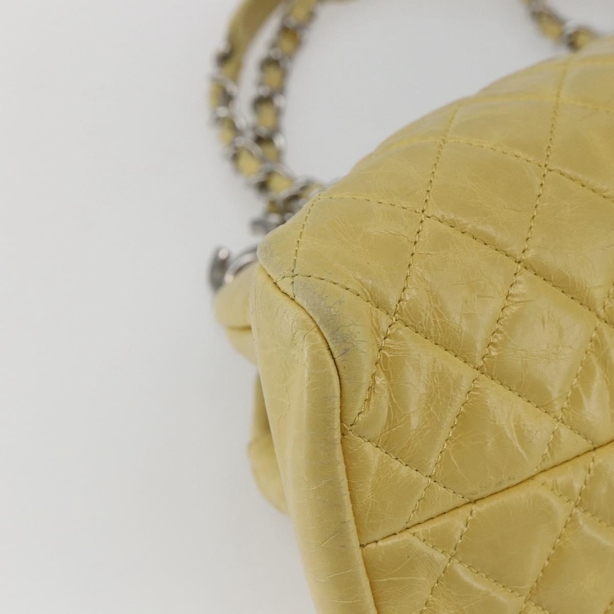 Chanel Just Mademoiselle Bag Quilted Aged Calfskin, YELLOW, LEATHER, Shoulder bag
