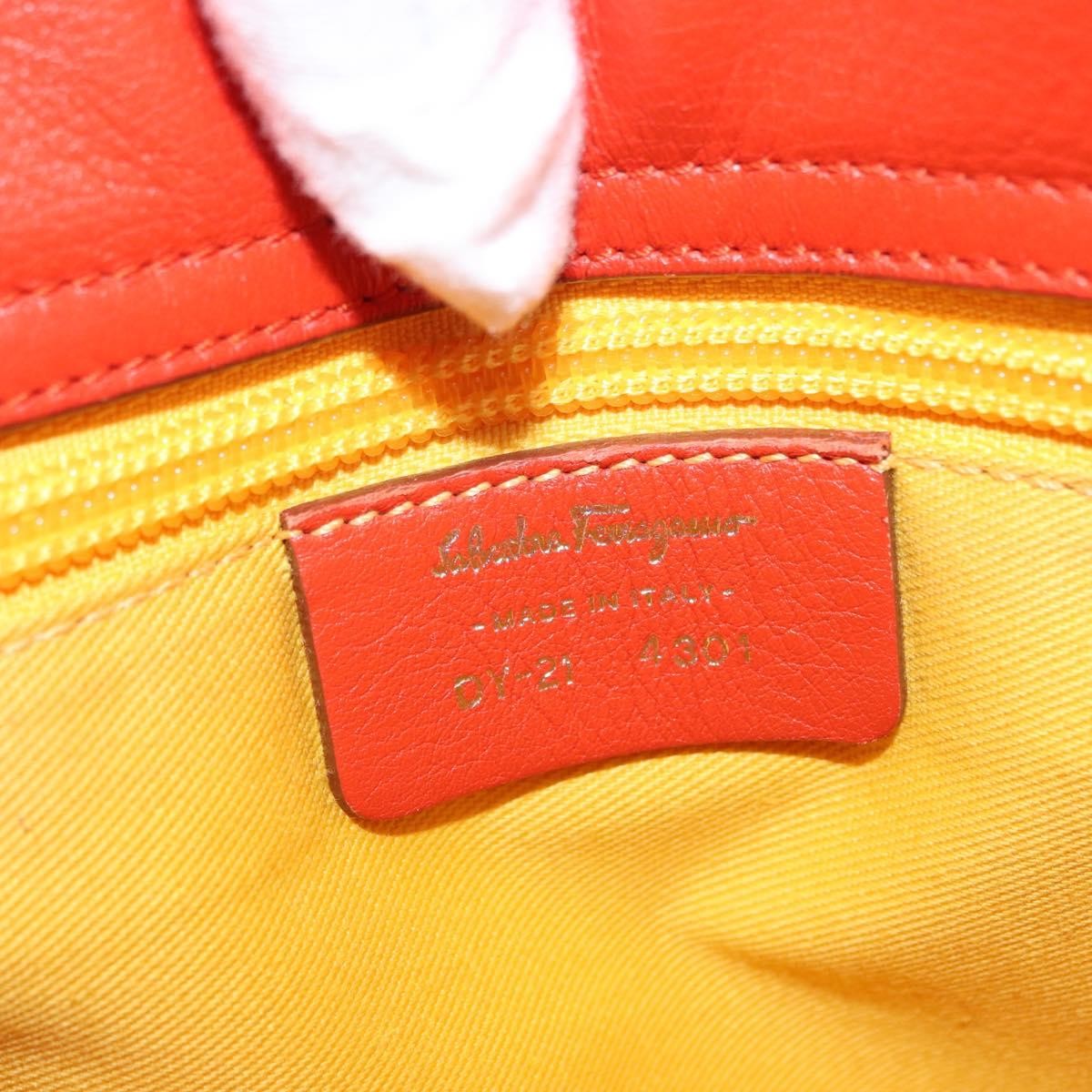 Salvatore Ferragamo Gancini handbag Leather, ORANGE, LEATHER, Handbag