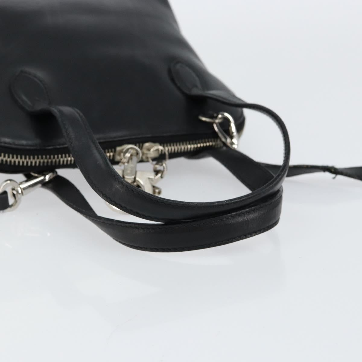 Salvatore Ferragamo Gancini handbag Leather, BLACK, LEATHER, Handbag