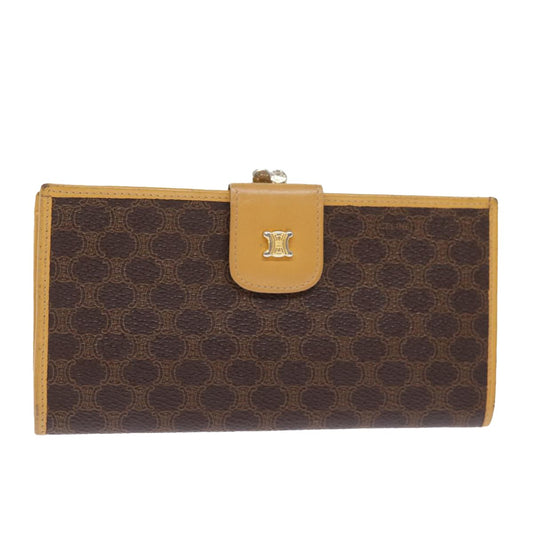 Celine Bifold Flat Wallet Leather, BROWN, CANVAS, Wallets