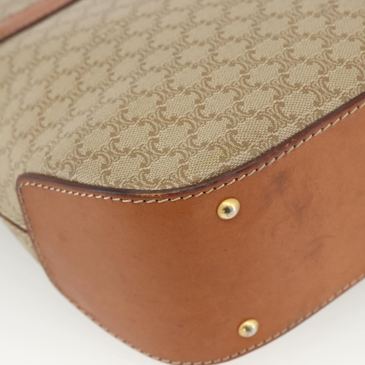 Celine Vintage Macadam Handbag Canvas and Leather, Beige, Canvas, Handbag