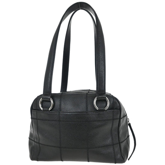 Chanel Square Stitch Bowler Bag Quilted Caviar, Black, Leather, Shoulder Bag