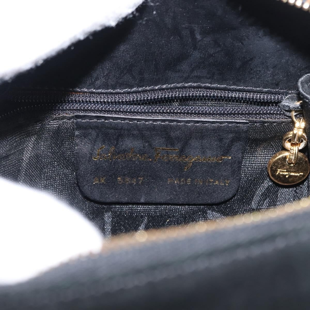 Salvatore Ferragamo Gancini mini handbag Canvas, BLACK, SUEDE, Handbag