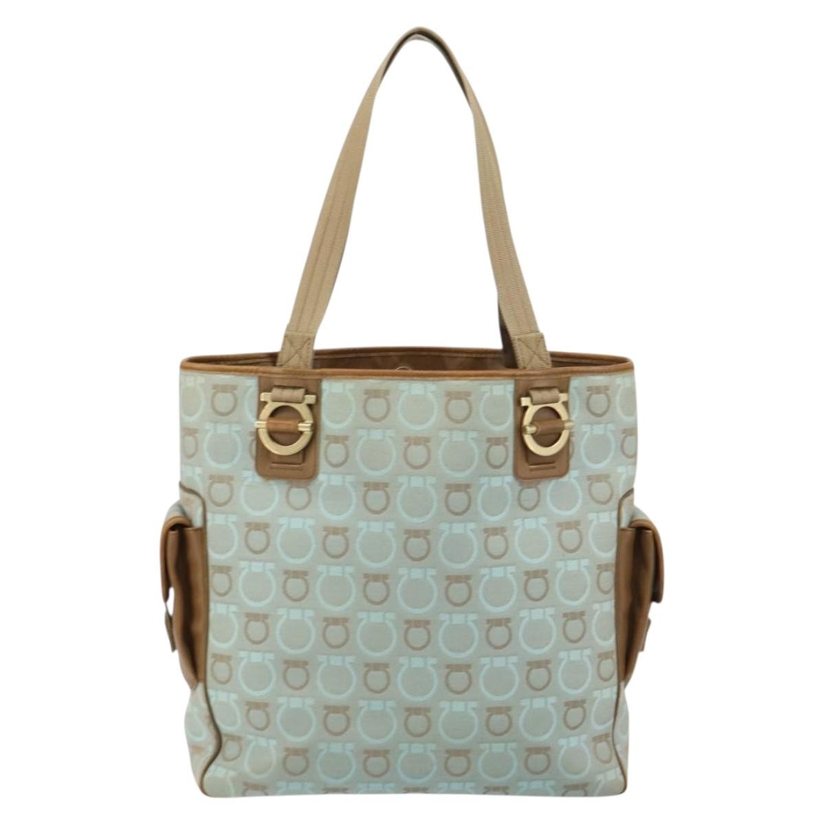 Salvatore Ferragamo Gancini Tote Gancini Canvas, BLUE, CANVAS, Tote bag