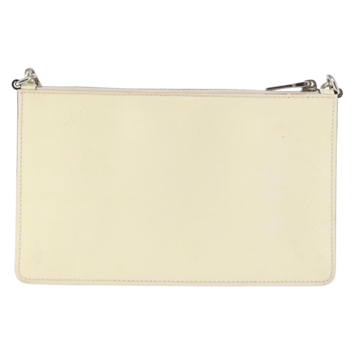 Prada Chain Crossbody Bag Vernice Saffiano Leather, WHITE, LEATHER, Shoulder bag