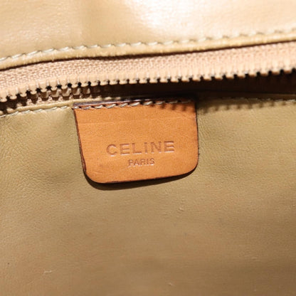 Celine Vintage Macadam Shoulder Bag Canvas and Leather, BEIGE, CANVAS, Shoulder bag