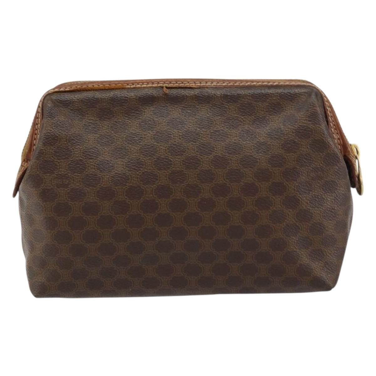 Celine Macadam Pochette Canvas and Leather, BROWN, CANVAS, Clutche & pouche