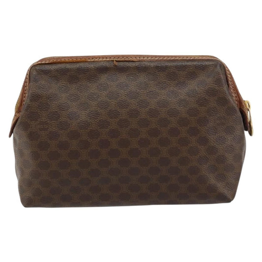 Celine Macadam Pochette Canvas and Leather, BROWN, CANVAS, Clutche & pouche