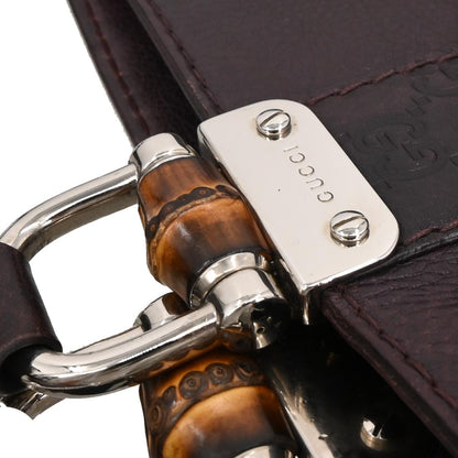 Gucci Vintage Bamboo Handle Bag Leather, BROWN, LEATHER, Tote bag