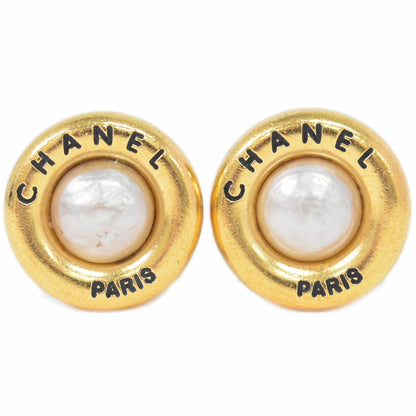 Chanel CC Hoop Clip-On Earrings Crystal Embellished Metal, GOLD, GOLD_PLATED, Earrings