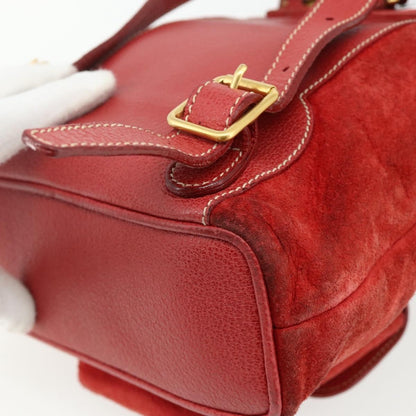 Gucci Gucci bamboo backpack daim, Red, Suede, Backpack