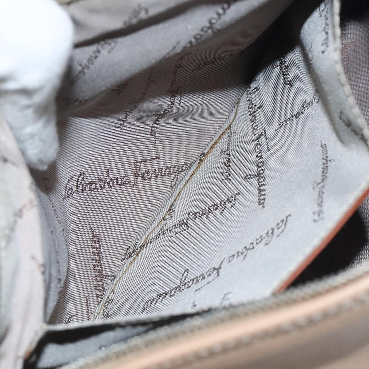 Salvatore Ferragamo Vintage Gancini Pochette Leather, BEIGE, LEATHER, Clutche & pouche