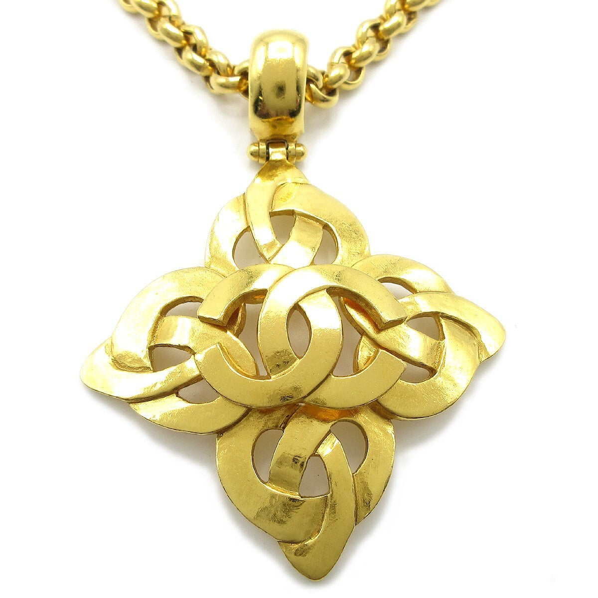 Chanel CC Heart Pendant Necklace Metal, GOLD, GOLD_PLATED, Necklace