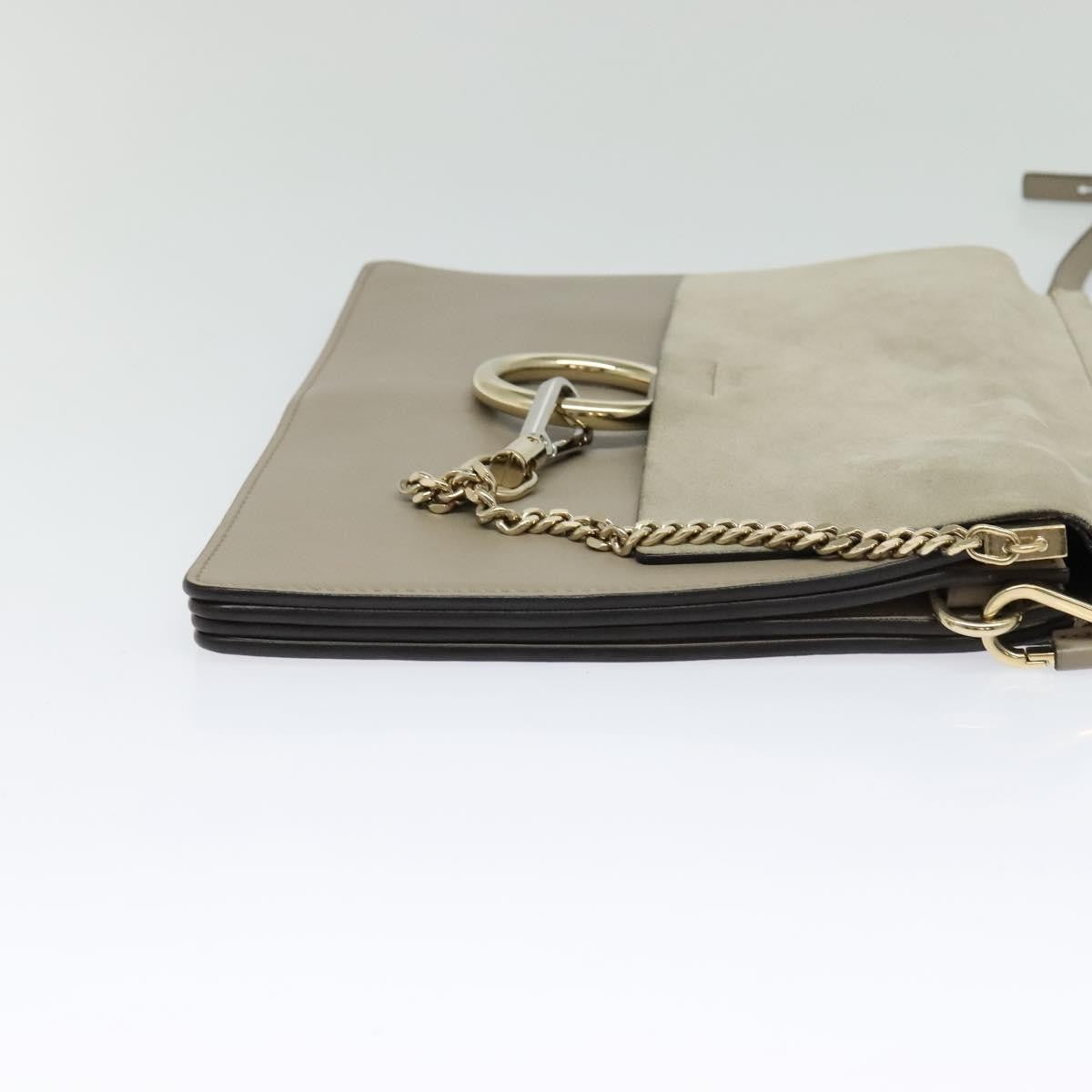 Chloe Faye Shoulder Bag Leather and Suede, GRAY, SUEDE, Shoulder bag