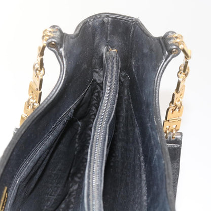 Bally Vintage Chain Shoulder Bag Quilted Leather, BLACK, LEATHER, Tote bag
